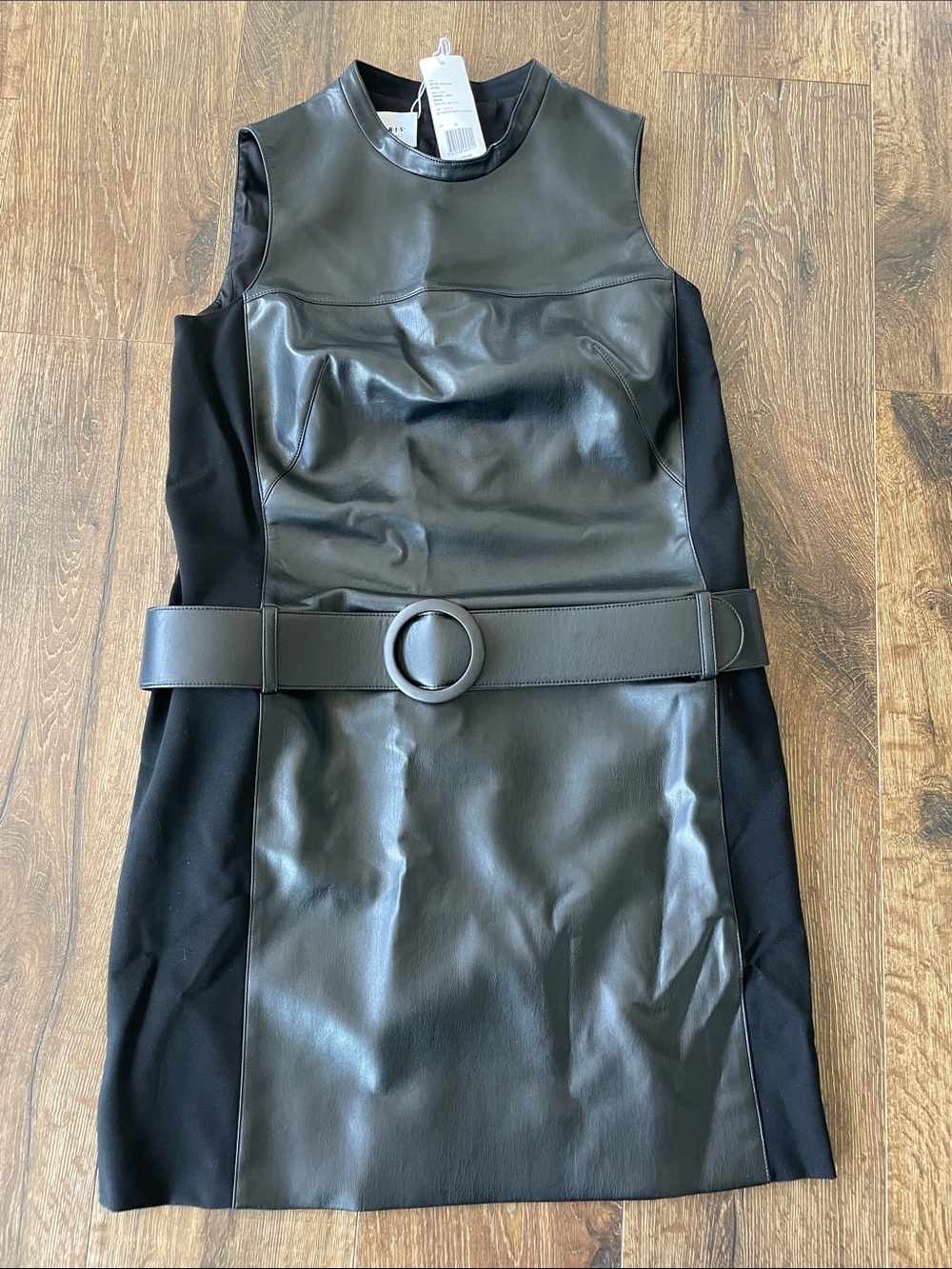 NWT AKRIS PUNTO Faux Leather & Knit Belted Minidress MULTIPLE SIZES 8, 10